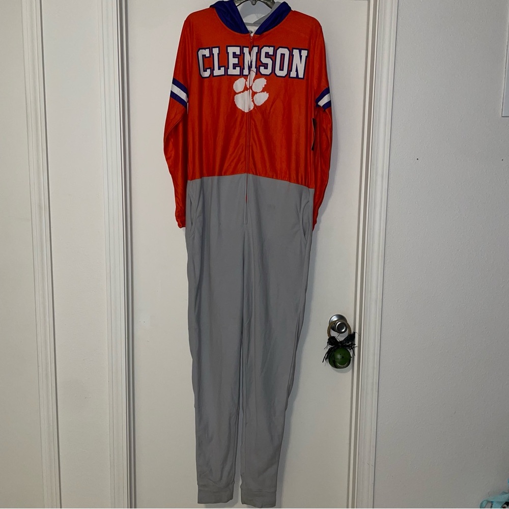 Clemson Men's Hooded Pajama - Orange and‎ Gray